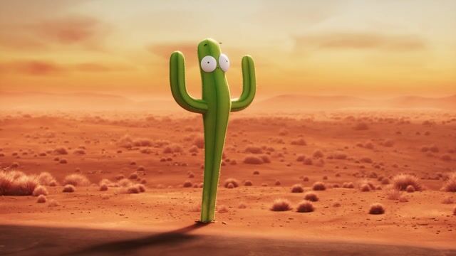 A cactus cowboy in the desert, from the trailer of the 3D short film A day in the west